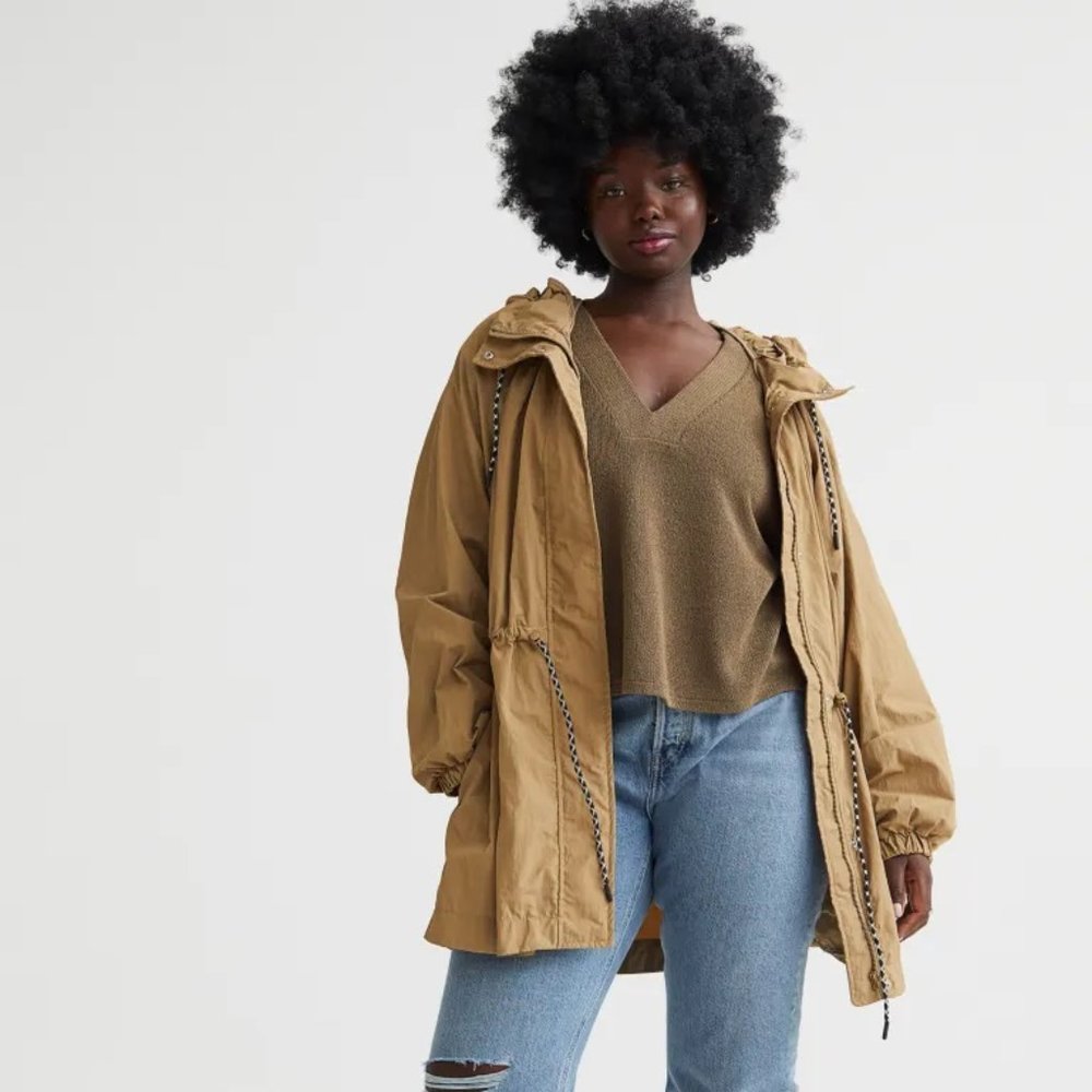 New H&M Loose Fit Parka- Tan Size Med/Large